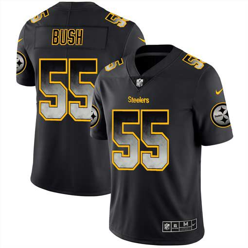 Men Pittsburgh Steelers #55 Bush Nike Teams Black Smoke Fashion Limited NFL Jerseys